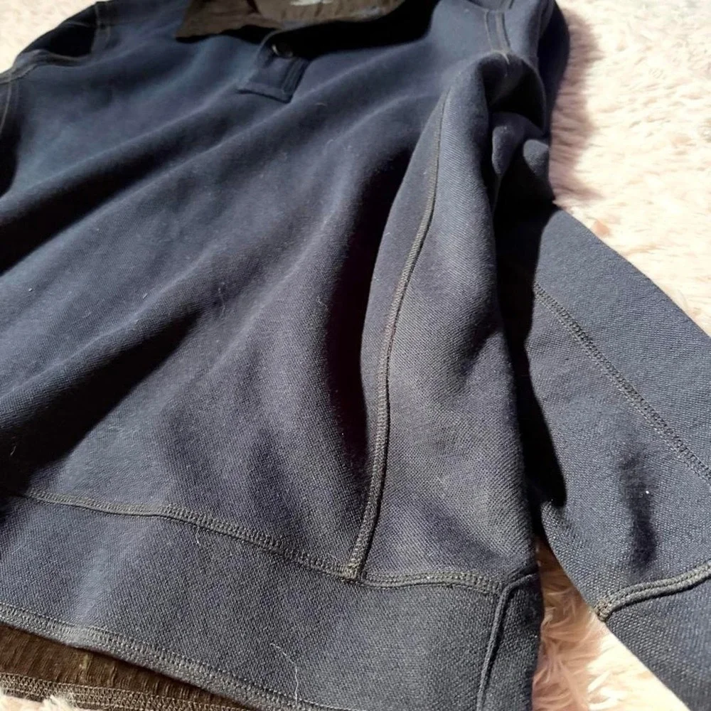 Navy Gorpcore Utility Functional Outdoorsman 1/4 Button Pullover Mens L Rugged